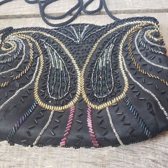 VINTAGE SIGNATURE STUDIO Zip Top Beaded Crossbody Evening Bag - Picture 4 of 10